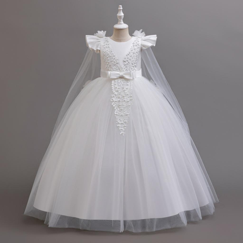 Girls' Dresses, Big Children's Flowers, Pearl Wedding Dresses, Flower Girls Show Princess Dresses, Floor-to-ceiling Long Models