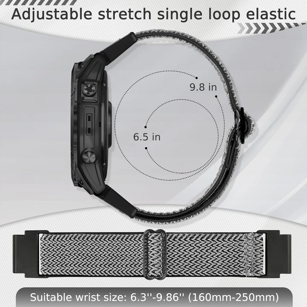 Tiptops Bands Compatible With Garmin Fenix 5/Fenix 6/Fenix 7/ Fenix 8-47mm Straps QuickFit 22mm Watch Band Elastic For Fenix 5 Plus/Fenix 6 Pro/Fenix
