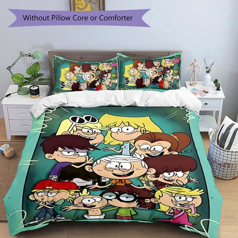 Loud House 3pcs Bedding Set Duvet Cover Closure Includes 1 Duvet Cover & 2 Pillowcases for All Seasons Bedroom Home Dorm Decor