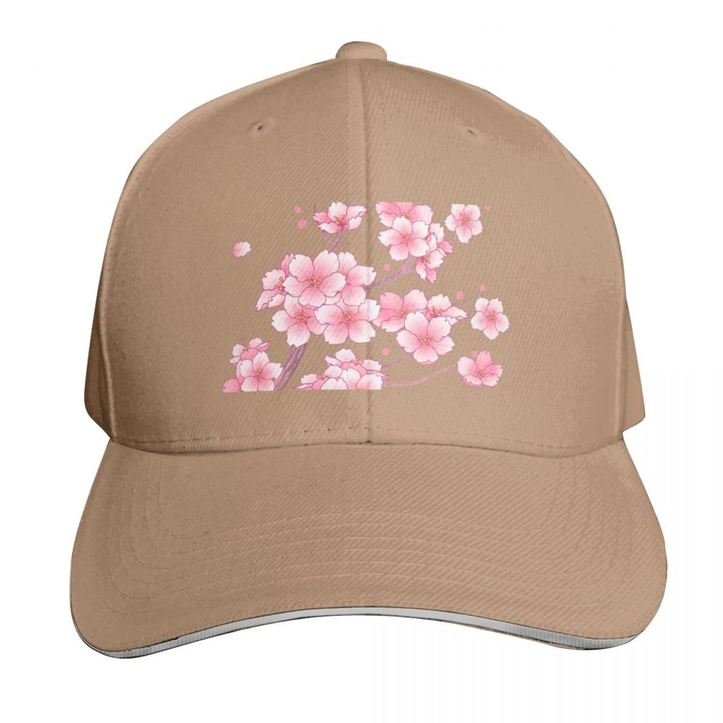 Falling Pink Sakura Cherry Blossom Branches On White Baseball Cap Hat Unisex Luxury Hat Unisex Derby Hat Hats Women Unisexs
