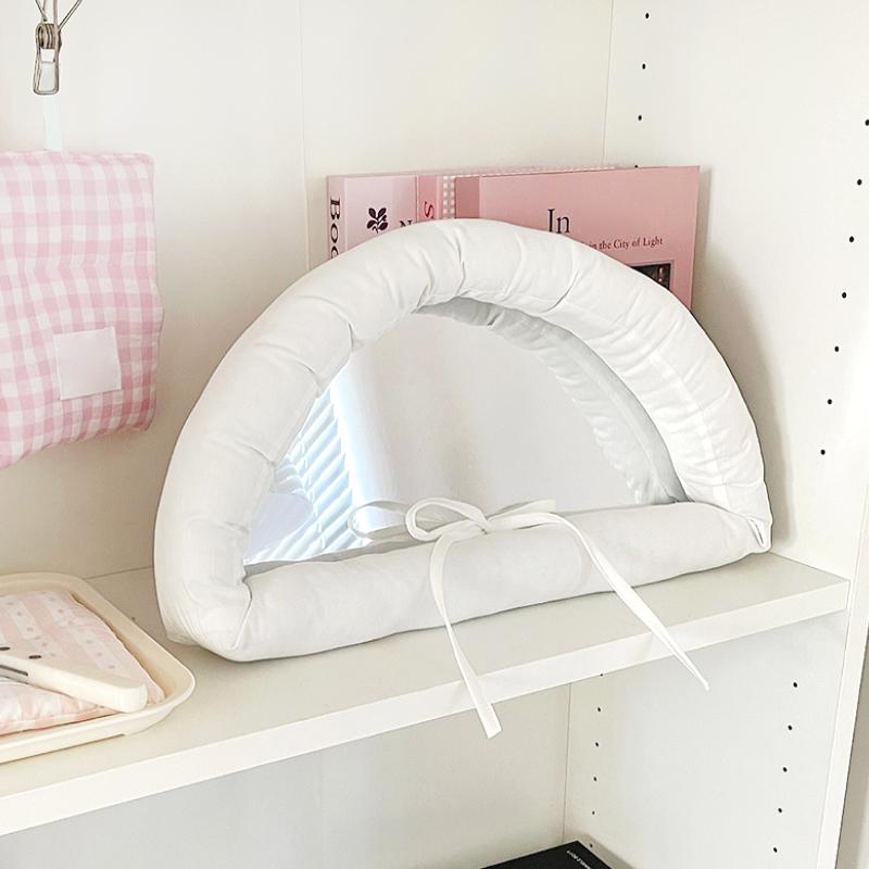 

1 шт. Зеркало Minority Fabric Art Simple Cotton Filler Advanced Feeling Подвесное зеркало Полукруг Акрил белый