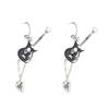 Minimalist Black Guitar Drop Earrings With Heart Charm Stylish Women Jewelry