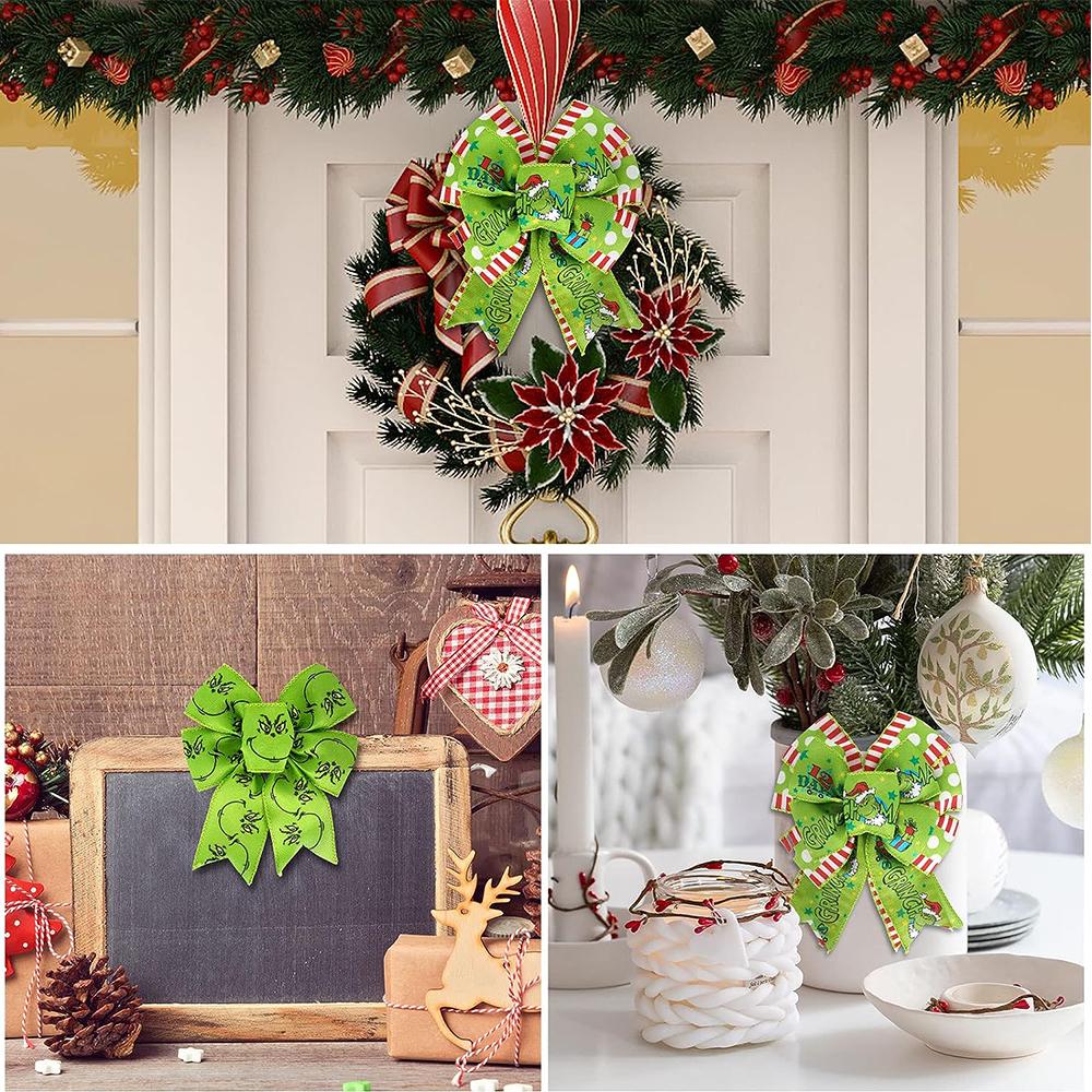 4 Roll Grinch Christmas Ribbons for Crafts DIY Holiday Christmas Decorations