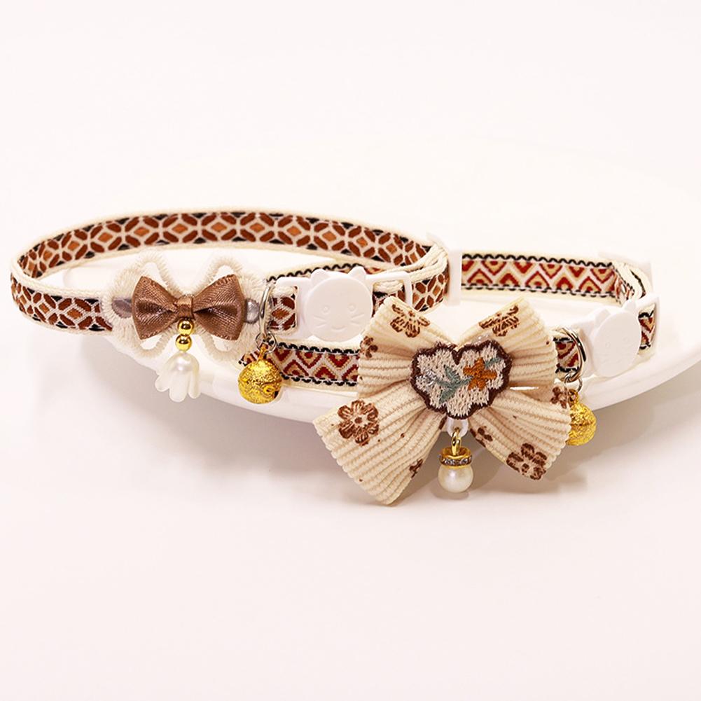 Cute Adjustable Pet Cat Collar Bell Collar Kitten Necklace Pet Collars for Small Dog Necklace Party Photo Props