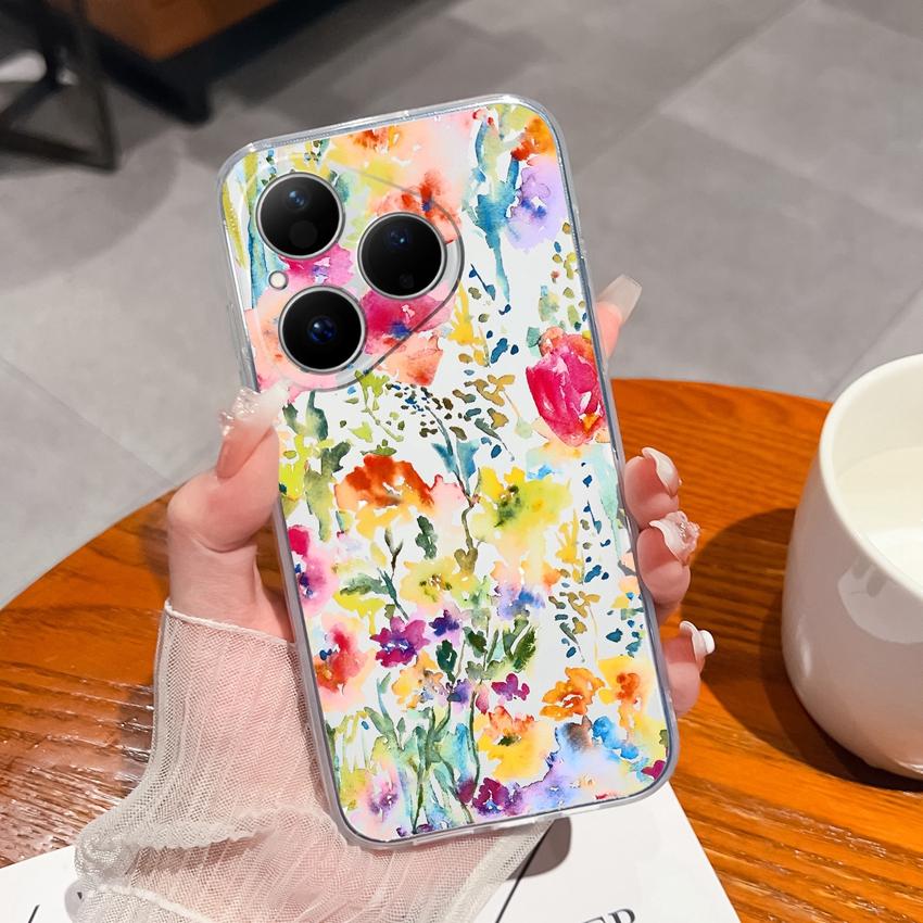 Für Huawei Pura 80 Ultra Honor Magic5 Pro 400 Hülle Etui Zweige Blume Weidenmuster Transparent Weich TPU Staubdicht Schutzhülle Für Huawei Hülle