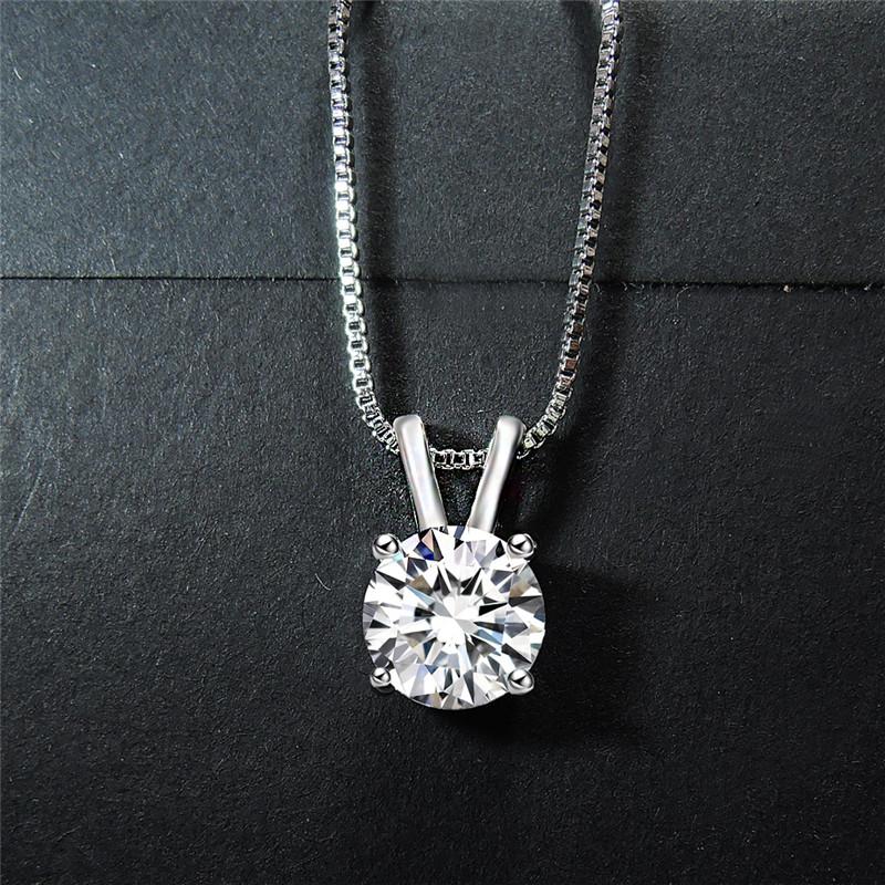 CC Pendant Necklaces For Women White Cubic Zirconia Round Simple Bridal Wedding Engagement Jewelry Fashion Accessory CCN002