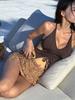 Women's Floral Print Spicy Girl Swimsuit: Sexy Hollow Split Skirt Style with Drawstring Straps