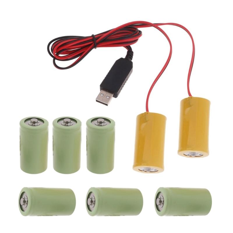

Universal 6V LR20 D Battery Eliminators USB Power Supply Cable , 4Pcs LR20 D Battery Replace Replacement Adapter 1