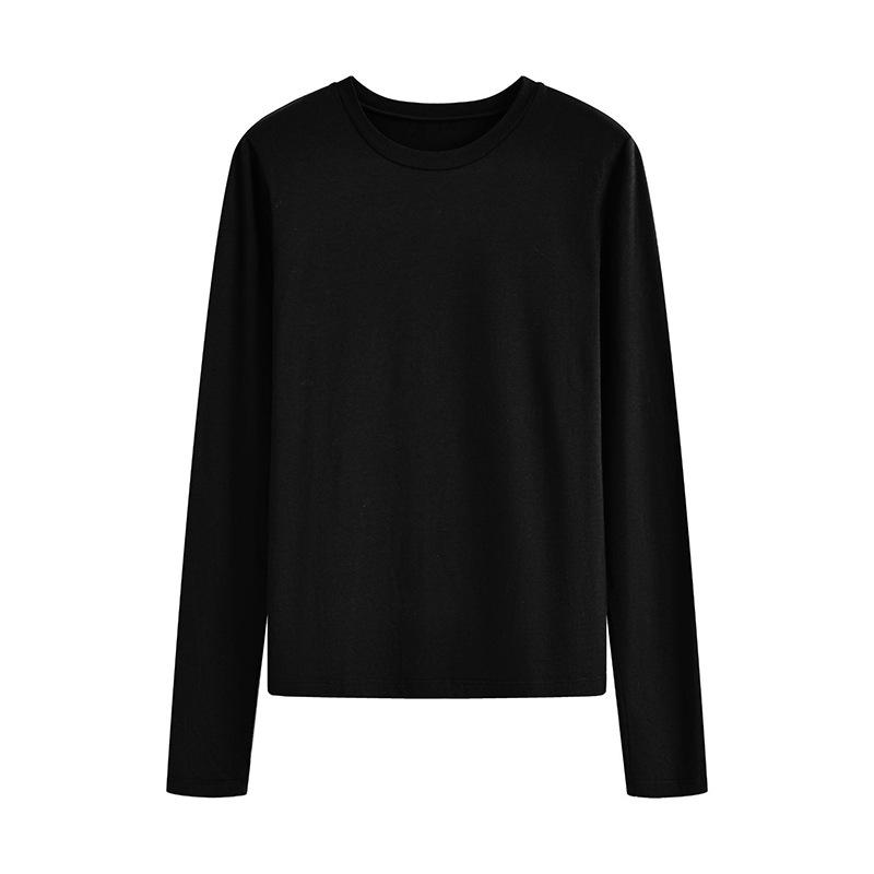 

Women s Slim Fit Cotton Long-Sleeve Pullover - Basic Outerwear Layer L (110-120 cm) чёрный