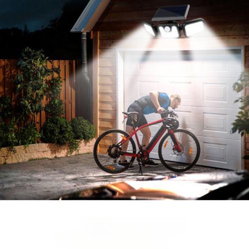 Solar Induction 138LED Three Head Rotatable Wall Lamp Outdoor Light Control Waterproof Road Lighting Courtyard Street Lamp