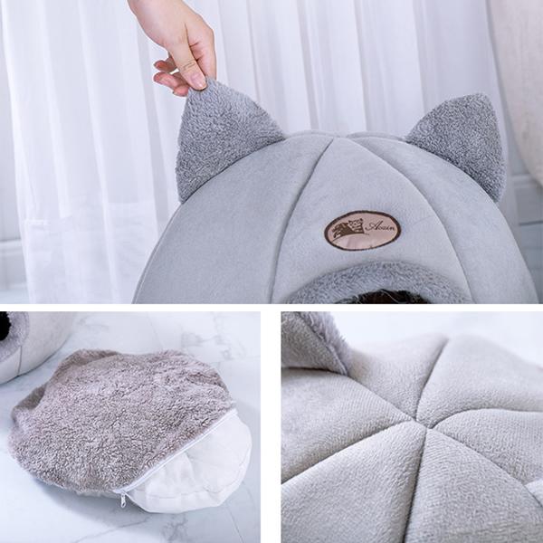 Foldable and Removable Cat Bed Self Warming for Indoor Cat Dog House with Mattress Puppy Cage Lounger Grey Ropa Para Perro Drop