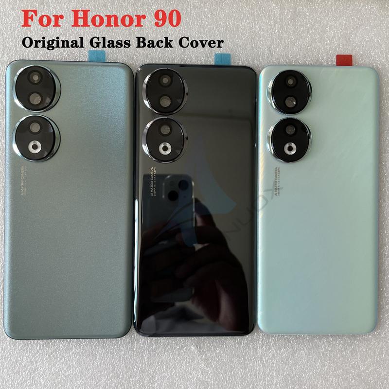 Für Honor 90 Gehärtetes Glas Rückseite Akkuabdeckung Für Honor 90 5G Rückabdeckung Gehäuse + Blitzabdeckung + Kameralinse