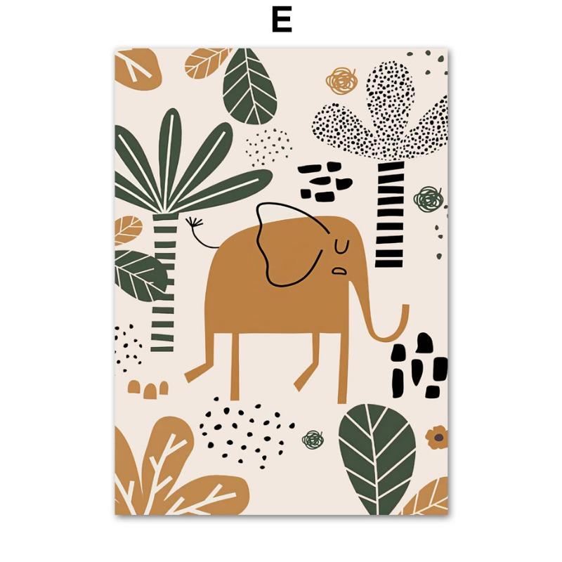 Lion Elephant Giraffe Tiger Dino Rainbow Nursery Wall Art Canvas Painting Nordic Posters And Prints Picture Baby Kids Room Decor