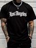 Unisex Los Angeles Gothic Letter Print T Shirt Vintage Crew Neck Short Sleeve Casual Tees Hip Hop Streetwear Tops