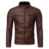 Veste en cuir pour homme Automne et Hiver Coupe ajustée et simple Veste en cuir PU Lavage décontracté Veste de moto en cuir PU