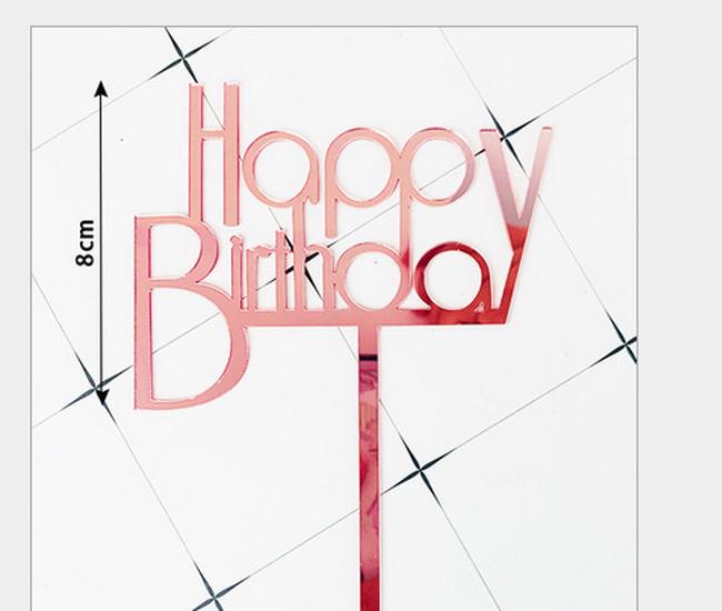 50-Piece Happy Birthday Acrylic Cake Decoration Inserts - Creative English Design for Prosperity, Health, and Longevity
