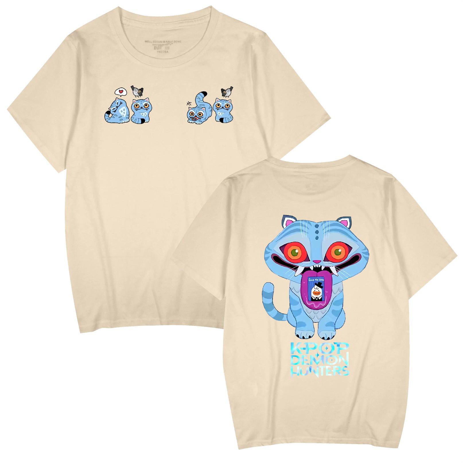 

KPop Demon Hunters Tshirt Hip Hop Men Women Anime Print Top Tees Fashion Summer T-shirt XXS бежевий