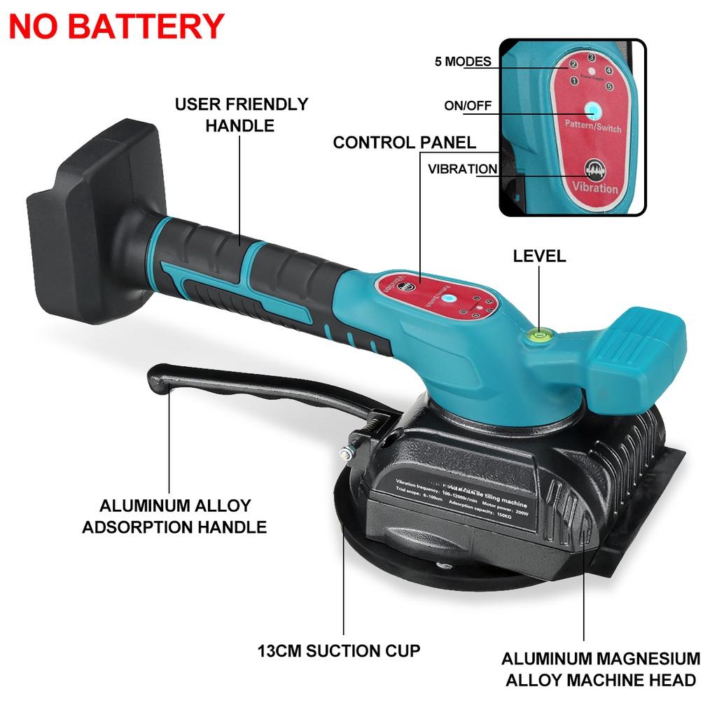 200W Tiling Machine 5-Gears Adjustable Automatic Tile Vibrator Suction Cup Floor Vibrator Leveling Tool for 18V Battery