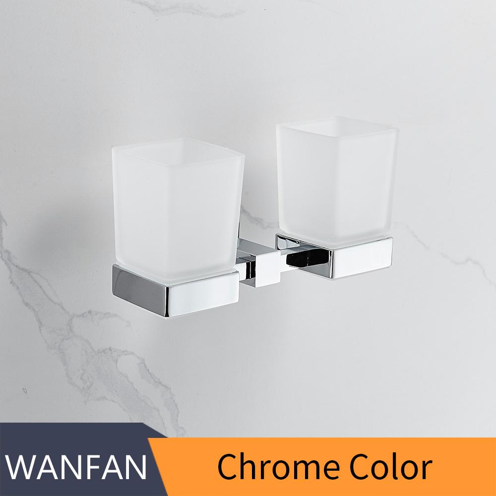 

Подстаканники и стаканы из цельной латуни, стеклянные стаканы, аксессуары для ванной комнаты, хромированные двойные стаканы, подстаканники для зубных щеток 7503