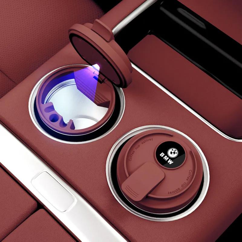 Car Ashtray Upgrade Creative Coffee Cup Style Car with Lid LED Metal Ashtray For BMW G80 G06 G07 G42 G14 G15 X1 X3 X5 M2 M3 M4 M