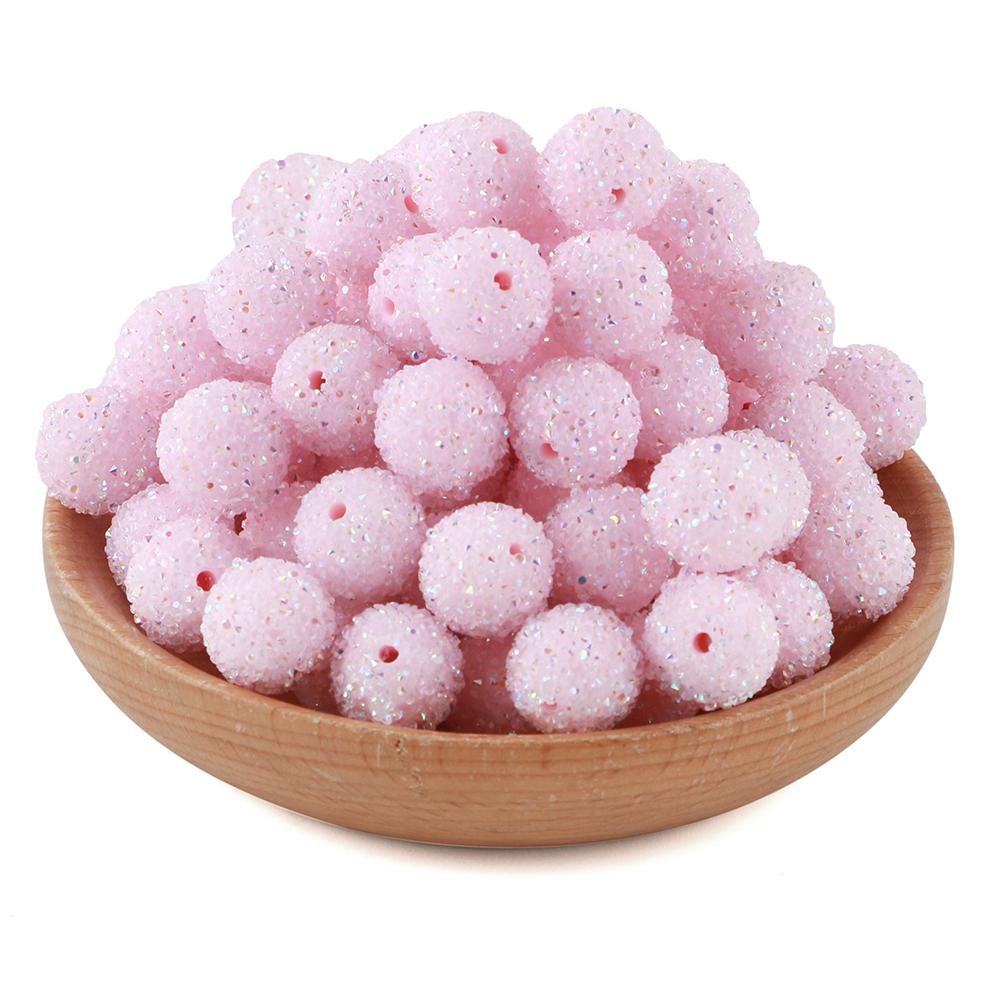 15Pcs 16MM Resin  Round Acrylic Beads Sugar Sand Pasting Process Fashion For Jewelry Making DIY Handmade Bracelets Accessories