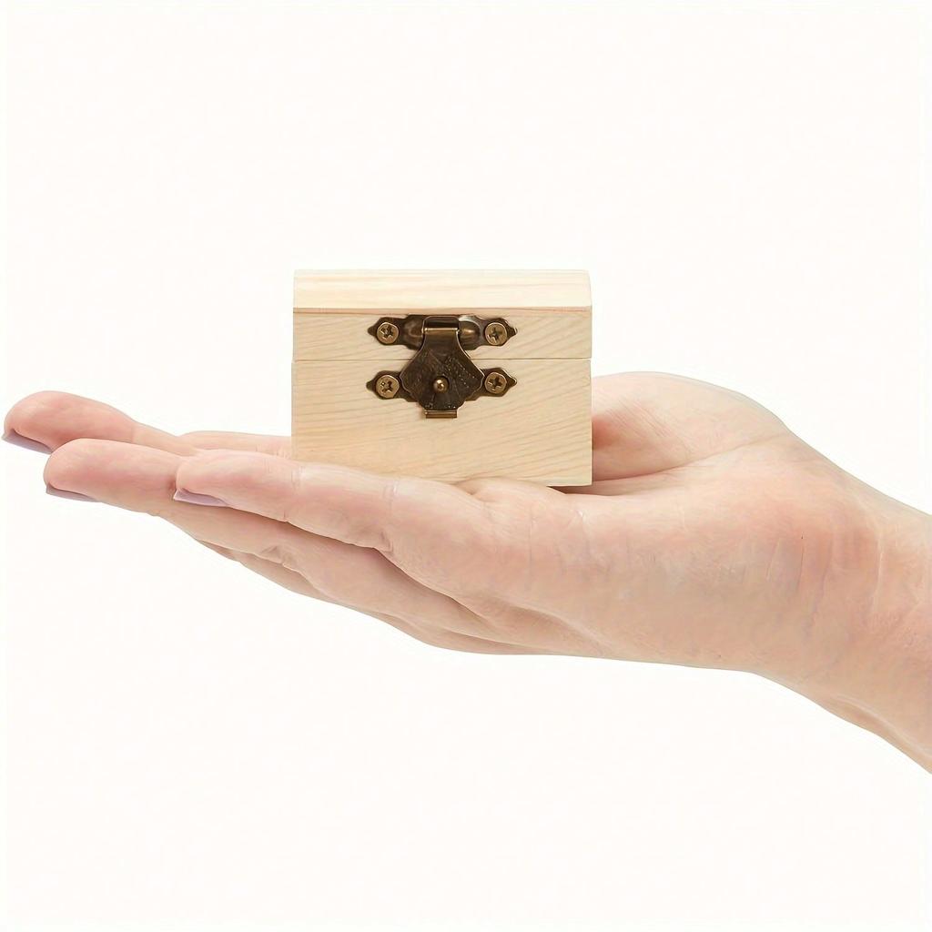 12pcs Small Wooden Boxes With Hinged Lid, Front Clasp - Paintable Treasure Box For DIY Arts & Crafts, Halloween, Birthday Party