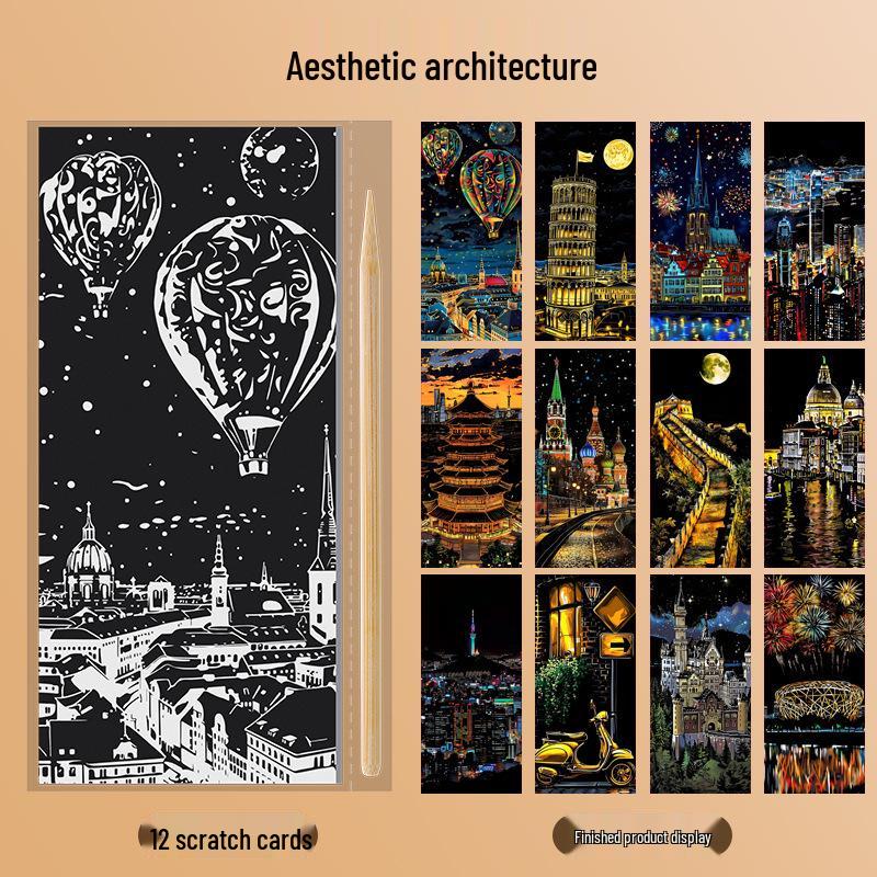 Färgglada DIY Skrapkonst Sticky Notes för Barn - Kreativa Stresslindrande Bokmärken