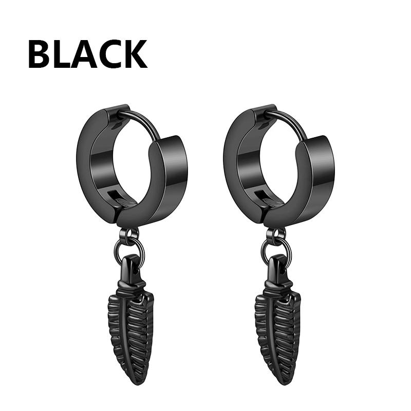 1 Pairs Punk Stainless Steel Stud Earrings Black Earrings Set For Men Women Vintage Hip Hop Piercing Ear Jewelry Accessories3