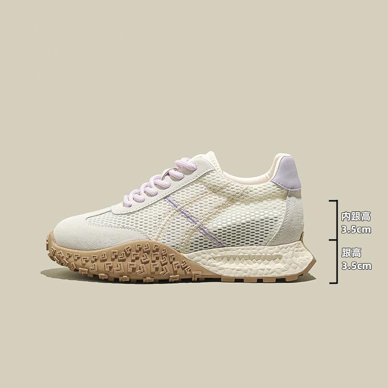 Small 7CM inner height increase thick-soled German training shoes women's 2025 new summer mesh breathable thin casual Forrest Gump shoes