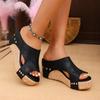 Mode Damen High-Heel Pantoletten Retro Nieten Peeptoe Sandalen Sommer Neue Mode Rutschfest Römische Pantoletten Outdoor Sandalen für Damen