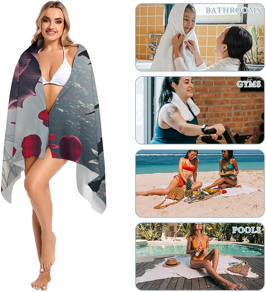Rose pattern Beach Towel for Family stuffs friends Gifts Quick-Dry Sand free For Bath Yoga Tourism Beach Camping Swimming GYM