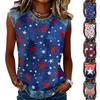 Women Sleeveless Pullover Tank Top Casual Round Neck Star Print Shirt Lightweight Summer Blouse Relaxed Fit