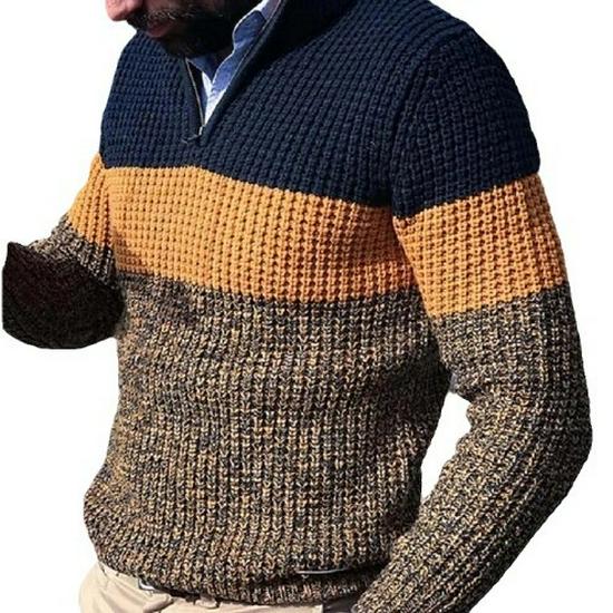Men's Plus Size Loose Fit Knit Pullover Sweater - Long Sleeve, Casual Autumn/Winter Style