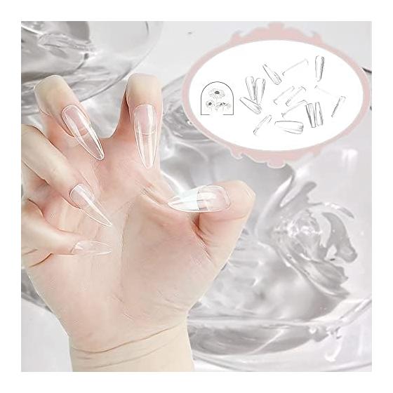 Nail Tips Transparent False Nails 500PCS Clear Long Square Full Coverage False Nails Clear Markless Manicure DIY Nails Commercial Use Nail Artist