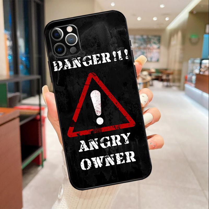 

Warning Angry Danger Owner Phone Case For iPhone 17 16 15 14 13 12 11 Pro Max mini 16 Plus 16e 17 Air Protective Cover iPhone 13 Pro