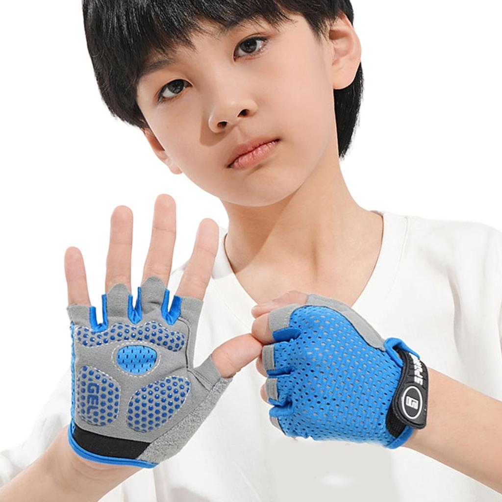 Children Half Finger Cycling Gloves Breathable Sport Gloves With Protective Palm For Cycling Scooter Outdoor Activity
