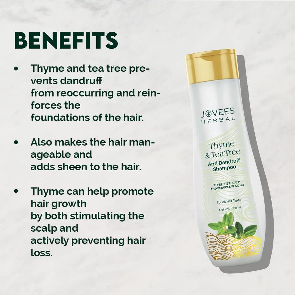 Jovees Herbal Thyme And Tea Tree Anti Dandruff Shampoo For All Hair Types 300ml