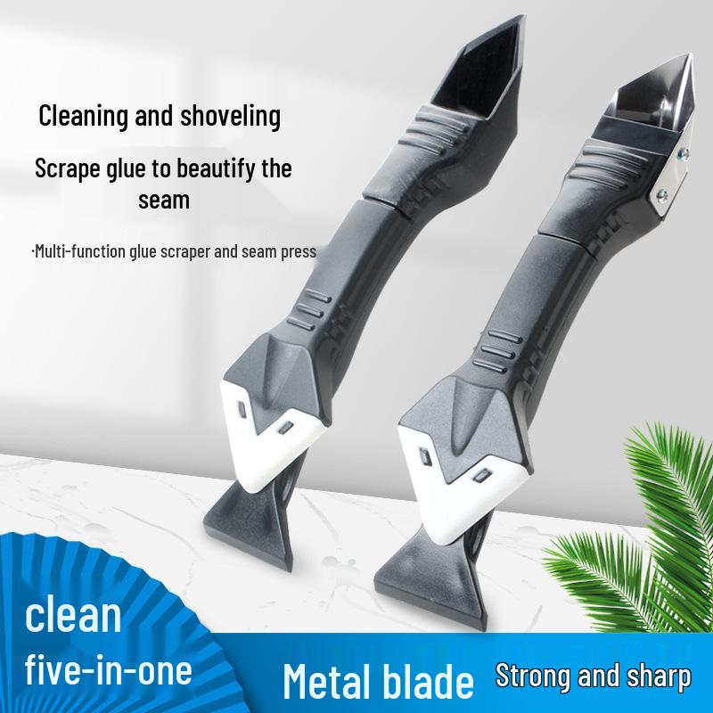 Multifunctional Metal and Silicone Glue Scraper Tool for Seam Cleaning Blue Glue Scraper 4-piece Set