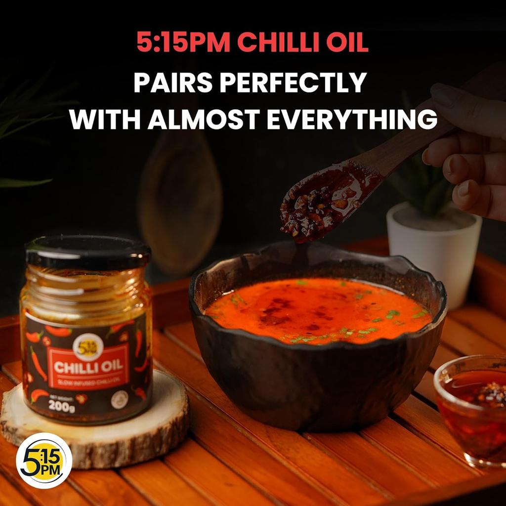 5:15PM Korean & Crispy Chilli Oil 200g X Pack of 2 | Sichuan Style Chilli Paste for Noodles, Stir-Fries & Pizza