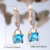 Charm Female Water Blue Crystal Zircon Stone Hoop Earrings Gold Color Simple Wedding Jewelry For Women