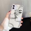 For iPhone 15 16 Pro Max Case For iPhone 11 13 14 Pro Max 13 12 Mini 7 8 XR XS X SE 3 Abstract Line Face Aesthetic Phone Cover