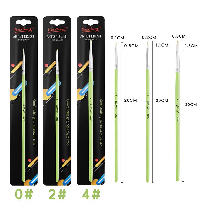 3PCs/Set Fine Hand Painted Thin Hook Line Pen Nylon Brush Art Supplies Drawing Art Pen Paint Brush Acrylic Painting Pen