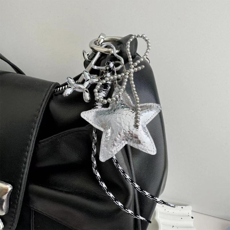 Crinkle Star Bag Charm Keychain Accessory With Sturdy Metal Hook for Purse Backpack Decoration