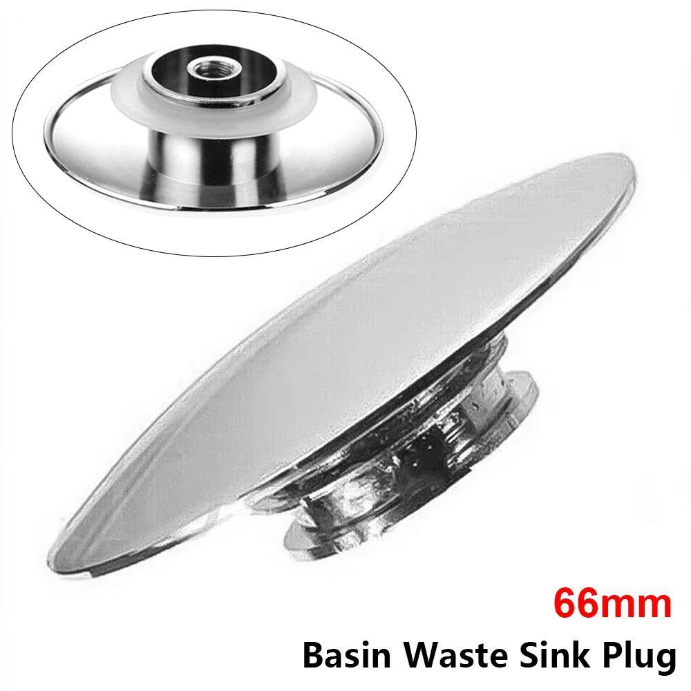 1Pcs Push Button Waste Sink Plug Silver Alloy Drain Stopper 66mm Click Clack Basin PopUp Cap Replacement Part for Bathroom Sink