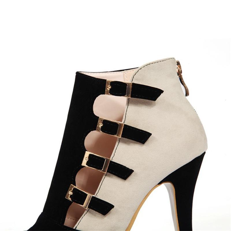 Women High Heels Office Zipper 10cm Hollow Out High Sandals Peep Toe Rome Style Pumps Women Shoes Fashion Party Wedding Shoes