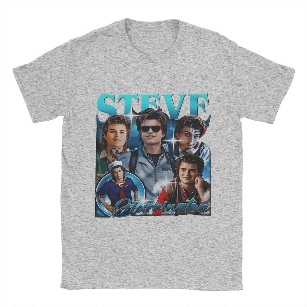 Men T-Shirts Steve Harrington Vintage Funny 100% Cotton Tee Shirt Short Sleeve  T Shirt O Neck Clothing Graphic Printed