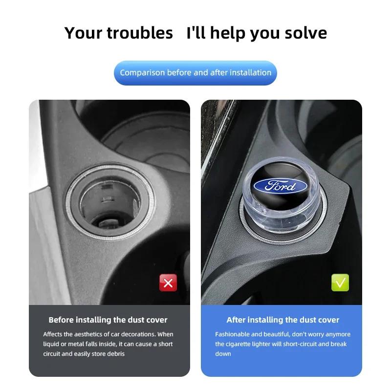Car Sticker Ford Car Cigarette Lighter Cover Dust Cover Accessories For Ford S MAX Ranger Focus Fiesta Mondeo Kuga Mustang Escor