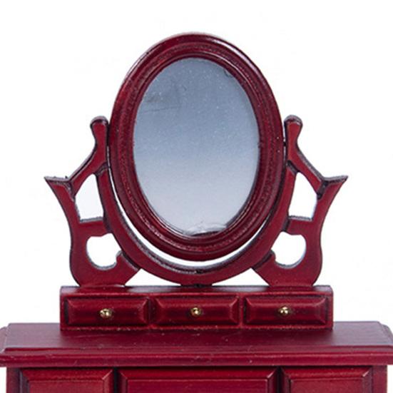 Mini Cabinet High Simulation Decoration Wood Dollhouse Dressing Mirror Table Model for Bedroom Scene