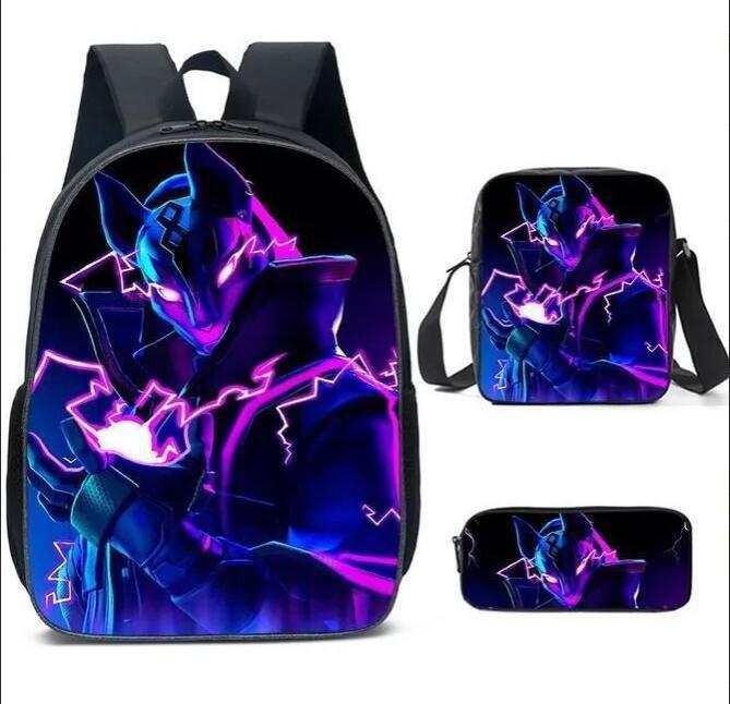3pcs Fortnite Game Students School Bag Travel Backpack Lunch Pencil Case Set
