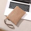 Fashion Straw Woven Bag For Women Hollow Out Beach Handbag With Wrist Strap Portable Phone Purse Solid Color Simple Cash Bag Summer Accessory